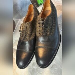 Vero Cuoio Black and Brown Oxford Shoes with Textured Detail